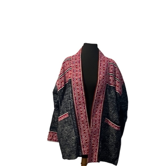 Vintage Handmade Kimono Jacket Embroidered Pattern Double Sided, One Size